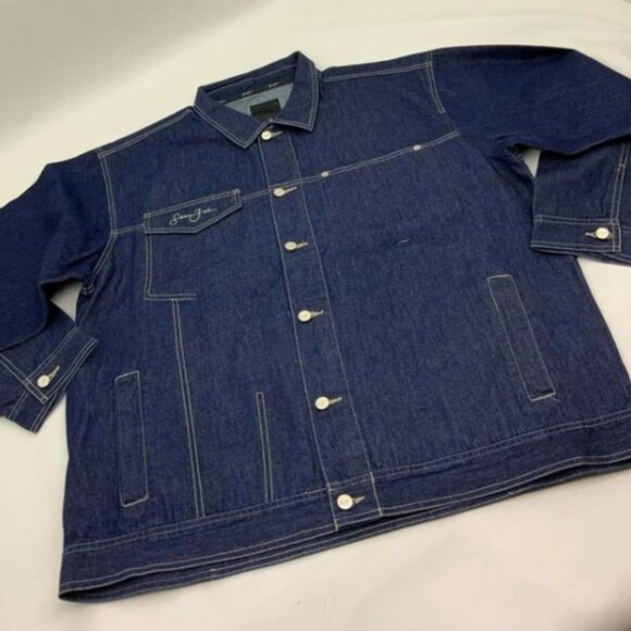 Men's Sean John Dark Signature Blue Casual Denim Jacket NWT
